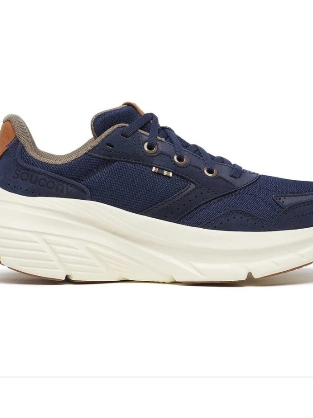 Saucony Men's Navy and Tan Mesh Sneaker
